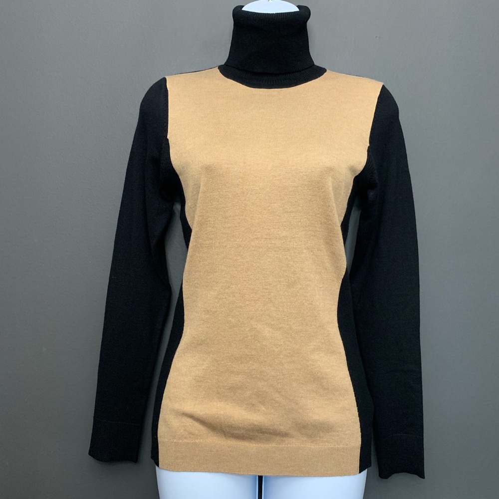 The Limited Black and Tan Turtleneck Sweater